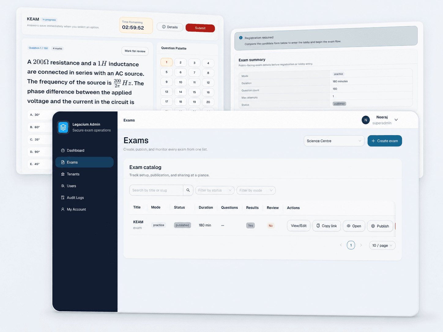 Online exam platform product presentation